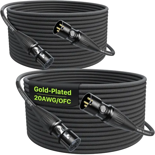 Vista 10 de Serie Oro Cables XLR Star Quad de 1.5 pies, Conectores Neutrik, Cable de micrófono 19AWG, Cable de micrófono trenzado en nylon reforzado con Kevlar
