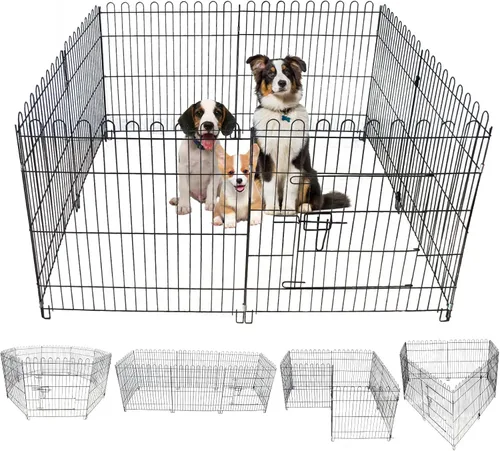 Corralito plegable de metal para perros, corral portátil para mascotas, bolígrafos de ejercicio para cachorros, 8 paneles pequeños/medianos, valla