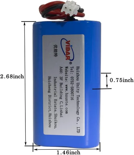 Vista 2 de VIDAR Batería recargable de iones de litio 7.4V 2200mAh Batería de iones de litio de alta capacidad con JST PH2.54/2P Plug-in (personalizable)