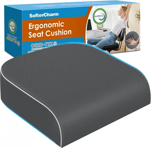 Vista 8 de Cojín de Asiento, Cojines de Espuma Viscoelástica para Silla de Oficina para Largos Periodos de Sentarse, Almohadilla de Silla para Ciática, Coxis