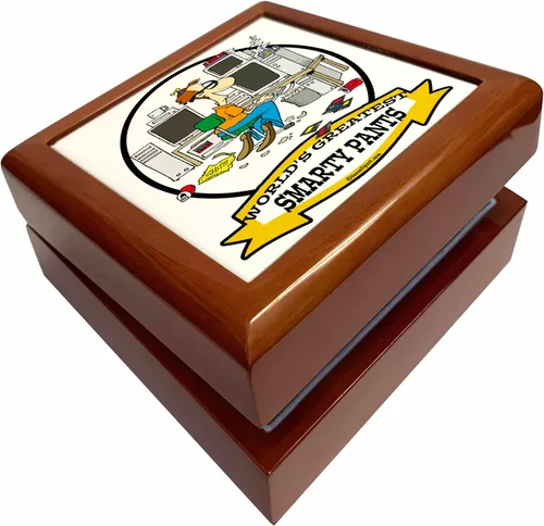 3dRose Funny Worlds Greatest Smarty Pants Men Cartoon, Jewelry Box jb-103555-1