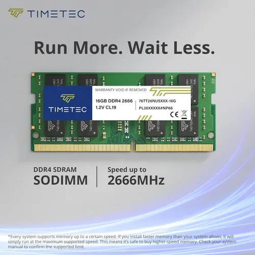 Vista 4 de Timetec Advanced 16GB DDR4 2666MHz (PC4-2666V) PC4-21300 SODIMM Laptop RAM – 260-Pin 1.2V CL19 Non-ECC Unbuffered módulo de memoria para portátil