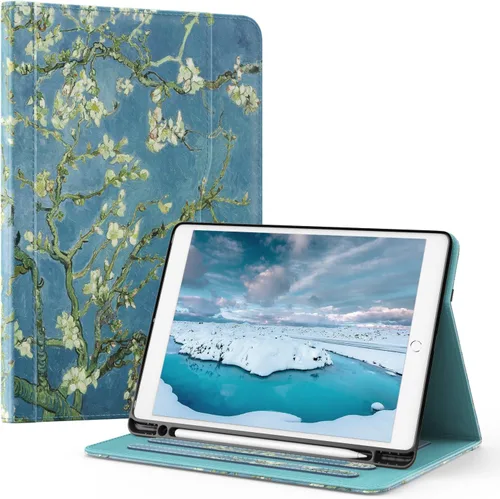 Vista 15 de OKP Funda para iPad de 9ª generación 2021/8ª generación 2020/7ª generación 2019 de 10.2 pulgadas, funda con visión multiángulo, cuero PU con soporte