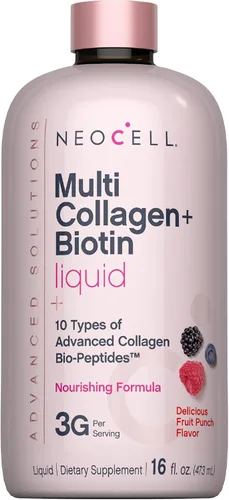 NeoCell Péptidos líquidos de colágeno múltiple | 16 onzas líquidas | con biotina | Fórmula nutritiva avanzada | 10 tipos de biopéptidos | cabello,