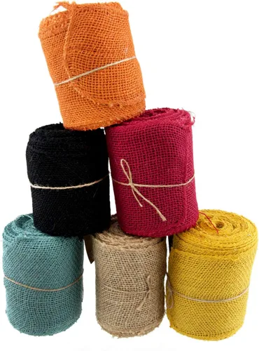 Vista 3 de JubileeYarn - Cinta de yute de arpillera para manualidades, 5.5 pulgadas x 10 yardas, color negro, 1 rollo