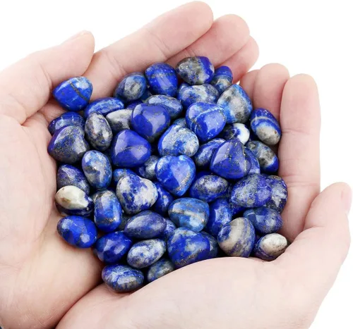 Vista 2 de Rockcloud 10 piedras de cristal curativo de lapislázuli, corazón, amor, talladas, con bolsa de chakras, meditación, equilibrio de reiki