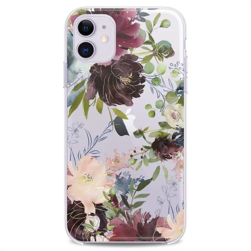 Vista 7 de Funda de poliuretano termoplástico compatible con Apple iPhone 11 2019 modelo 6.1 pulgadas Iph 11 Slim Fit Ramos Hojas Flores Niñas Impresión