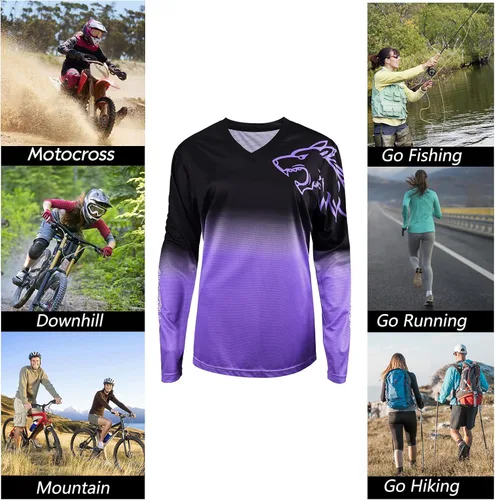 Vista 4 de Camiseta de ciclismo de montaña de manga larga para mujer transpirable absorbe la humedad
