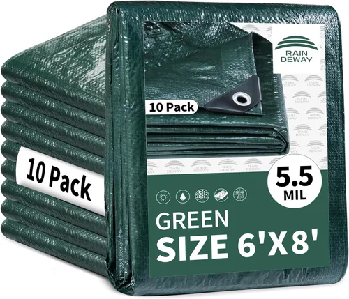 Vista 60 de RAINDEWAY Tarps - Lona impermeable de color azul de 4 x 16 pies de grosor, resistente a desgarros, multiusos, para techo, campamento, automóvil