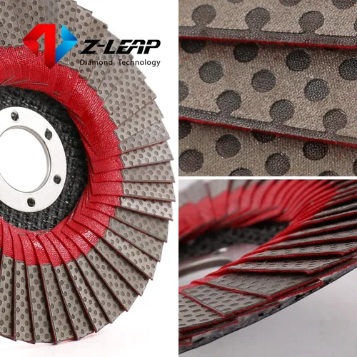 Vista 2 de Disco abrasivo de lijado de aleta de diamante de grano 200 de 5 pulgadas/4.921 in para amoladora angular, almohadillas de diamante con eje de 7/8