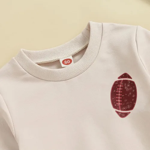 Vista 4 de CHAUKAREAUL Sudadera de gran tamaño con estampado de letras y cuello redondo para bebé y niña