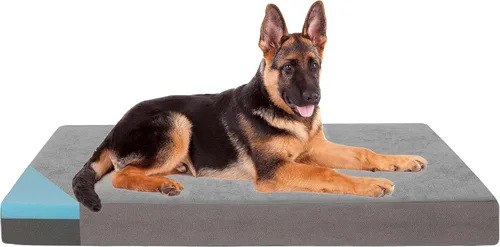 Vista 23 de Cama refrescante para perros grandes, cama ortopédica de espuma viscoelástica para mascotas con funda extraíble lavable, ideal para perros Rosa