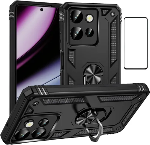 Vista 99 de Funda para Xiaomi POCO X3 NFC /X3 Pro con protector de pantalla, armadura de protección militar híbrida resistente a prueba de golpes, funda Negro