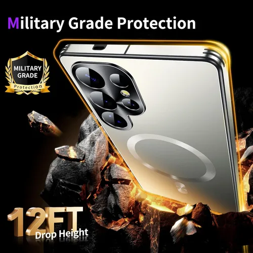 Vista 5 de Funda para Galaxy S24 Ultra, apta para MagSafe, compatible con Samsung S24 Ultra, color plateado