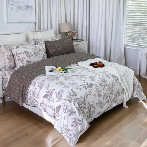 Vista 11 de Helthep Funda de edredón floral tamaño Queen, 100% algodón con estampado de hojas tropicales, funda de edredón botánica con estampado de árbol
