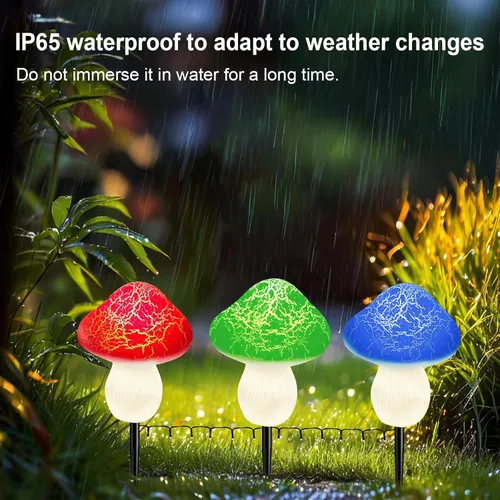 Vista 5 de LiyuanQ Luces solares de hongos para decoración al aire libre, paquete de 8 50 luces LED de hongo, guirnalda de luces solares de 23 pies con 8
