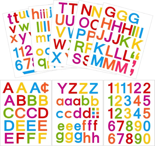 Vista 19 de Outus 8 hojas de calcomanías de letras de vinilo, autoadhesivas, números para buzón, letras del alfabeto, para medias de Navidad, álbumes