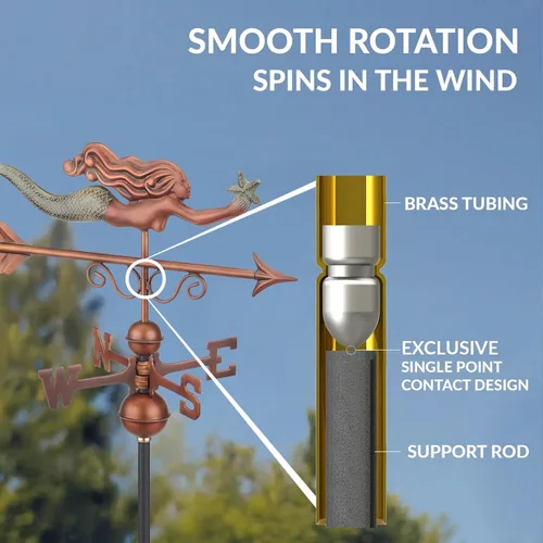 Vista 5 de Veleta de la Sirenita - Pátina de cobre puro acabado a mano por Good Directions