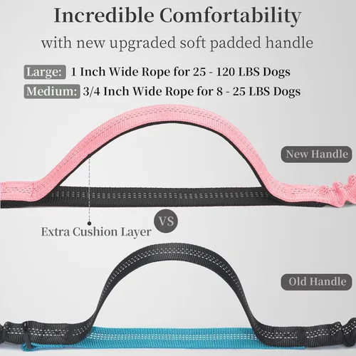 Vista 3 de iYoShop Correa de perro manos libres con bolsa con cierre, dobles asas acolchadas y elástica duradera para caminar, trotar y correr con tu perro