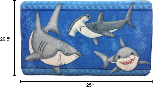 Vista 2 de Borders Unlimited Fish 'N Sharks - Tapete de baño infantil de espuma viscoelástica, multicolor