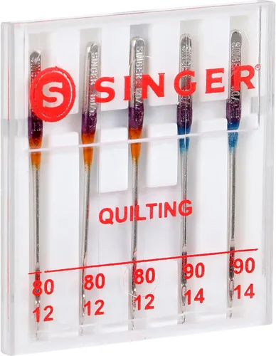 Vista 3 de Singer 44729 Agujas para máquina de acolchar, tamaños 80/11 y 90/14, multicolor, 5