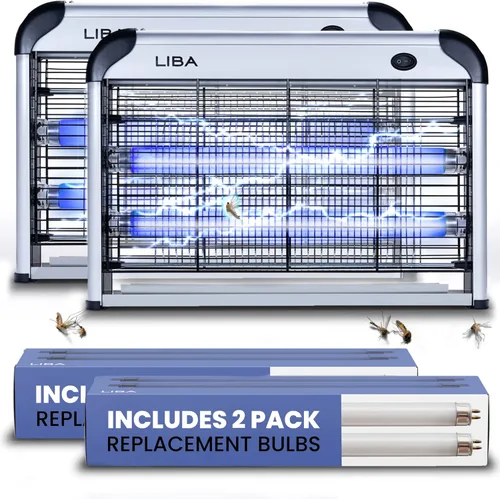 Vista 10 de LiBa Exterminador Eléctrico de Insectos, Matador de Insectos para Exteriores e Interiores con Interruptor – Rejilla Potente de 4000V, 20W Brillo