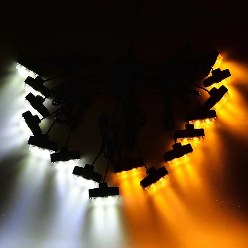 Vista 3 de Astra Depot Combo de barra de luz estroboscópica de emergencia de 51 pulgadas, 96 LED, color blanco ámbar, 16 unidades, 2 LED, control intermitente