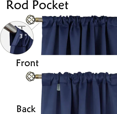Vista 3 de BGment - Cortinas cortas para ventanas medias para dormitorio - 34 x 24 pulgadas, cortinas opacas con bolsillo para varilla y trabilla trasera