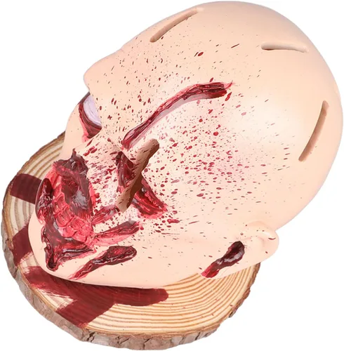 Vista 6 de Cabeza de soporte para cuchillos de calavera, material versátil herramienta de almacenamiento de cocina, decoraciones de fiesta temática de terror