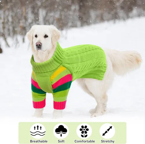 Vista 4 de Suéter frío para perro, suéteres de invierno para perros medianos, hembras machos, suéter de cuello alto cálido para perros, suéter de manga larga