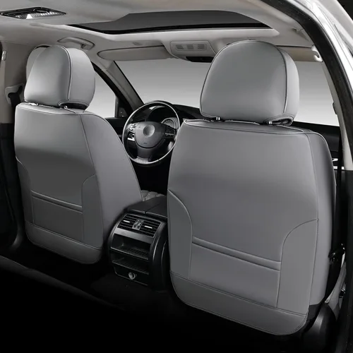 Vista 5 de Coverado Juego completo de 5 fundas de asiento de automóvil, protector impermeable para asiento de automóvil con soporte lumbar, cojín de asiento