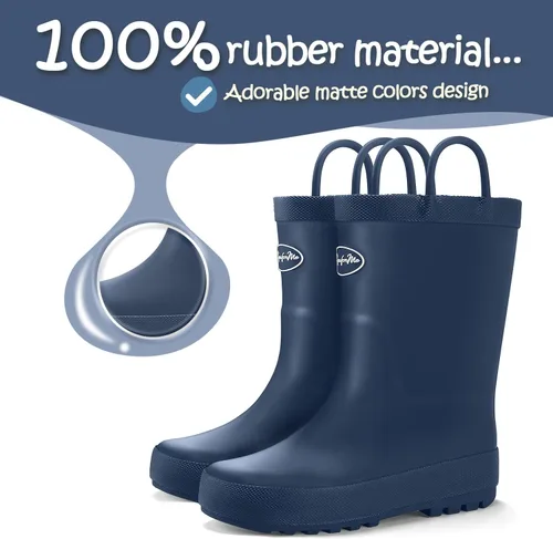 Vista 2 de KomForme - Botas de lluvia para niños, impermeables, de caucho mate, con presillas para poner con facilidad
