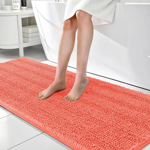 Vista 383 de OLANLY Alfombras de Baño Gruesas de 47 x 20 pulgadas, Extra Suaves Absorbentes de Chenilla a Rayas, Respaldo de Goma, Lavables y Secables a Máquina