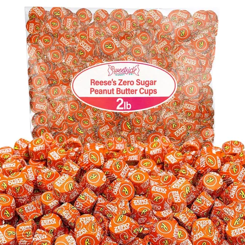 Tazas de Mantequilla de Maní Sin Azúcar - Caramelos Miniatura de Maní del Tamaño de un Bocado Cubiertos en una Cáscara Crujiente de Chocolate con