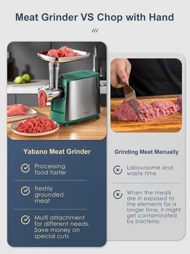 Vista 4 de Picadora eléctrica de carne, picadora de carne resistente, máquina de relleno de salchichas, molinillo de alimentos con kit de salchichas y kubbe, 2