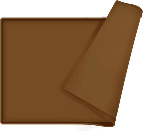 Vista 33 de Tapete de comida para perros, bandeja de comida impermeable de silicona, mantel individual antideslizante para mascotas, borde elevado de 0.6