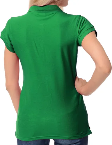 Vista 3 de FRESH TEE Polo de piqué regular de manga corta para mujer (S, verde Kelly), Verde Kelly