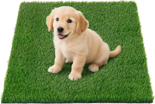 Alfombra de césped artificial grande para orina de perro para cachorro, alfombra de césped lavable para entrenamiento de mascotas con orificio de
