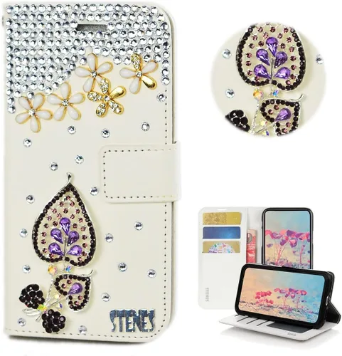 Vista 5 de STENES Bling Wallet - Funda para teléfono compatible con Samsung Galaxy Z Fold 3 5G, elegante, hecha a mano, 3D, hecha a mano, ballet, pintalabios