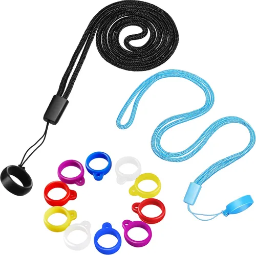 Vista 8 de Shappy 12 Anti Lost Lanyard Set Includes 2 Necklace Lanyard with 10 Anti Lost Silicone Rubber Ring Pen Silicone Ring Holder