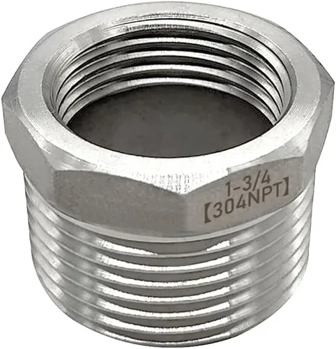 Vista 6 de Beduan - Buje reductor hexagonal de acero inoxidable, 1" macho NPT a 1/2" hembra NPT, accesorio adaptador para tubería de fundición reductor