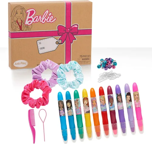 Barbie Just Play - Juego de tiza para el cabello, 75 piezas de accesorios para el cabello para niñas, juguetes para niños a partir de 5 años,