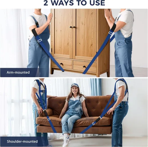 Vista 4 de Ytonet Correas de Mudanza, Sistema de Elevación y Movimiento para 2 Personas con Soporte Trasero Acolchado, Correas de Elevación para Mover Muebles
