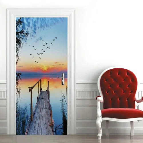Vista 84 de 3D Pegatina de pared adhesiva para puerta - Poster de película de escaleras antiguas Premium PVC impermeable para pared de dormitorio y sala