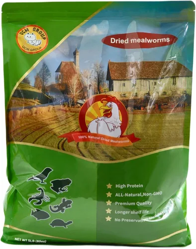 UCM Group - Gusanos de harina secos de 5 libras para aves silvestres, pollos, alimento orgánico para pollos con alto contenido de proteínas, 100%