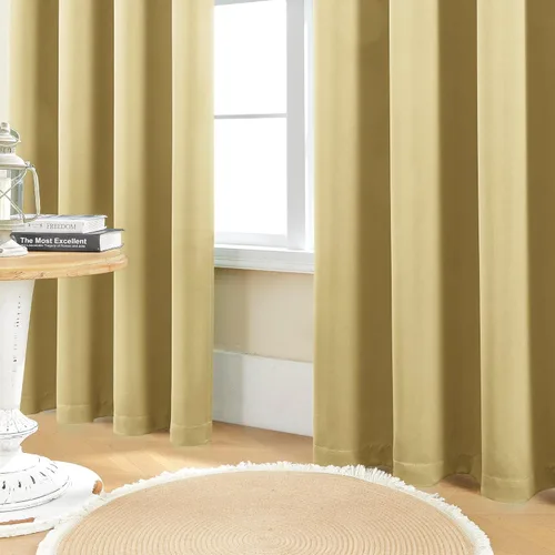 Vista 64 de SHINELAND Cortinas opacas de arándano borgoña de 102 pulgadas de largo, juego de 2 paneles para puerta corrediza de cristal, sala de estar, cortinas