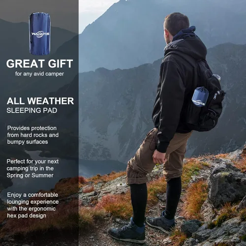 Vista 7 de WANNTS Almohadilla de dormir, almohadilla de dormir ultraligera e inflable para acampar, bomba incorporada, ideal para senderismo - colchoneta