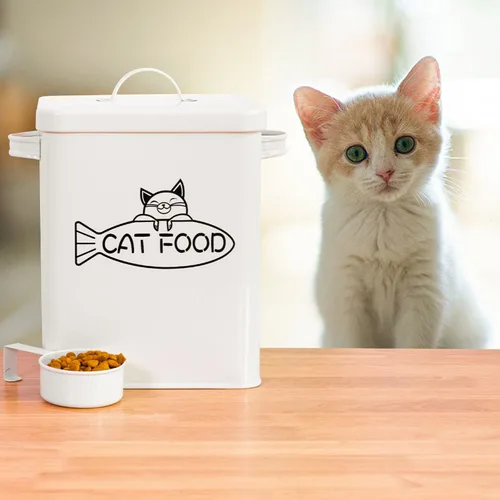 Vista 7 de Contenedor de almacenamiento de alimentos para perros y gatos, recipientes de alimentos para mascotas de granja con tapa y cuchara para comida seca