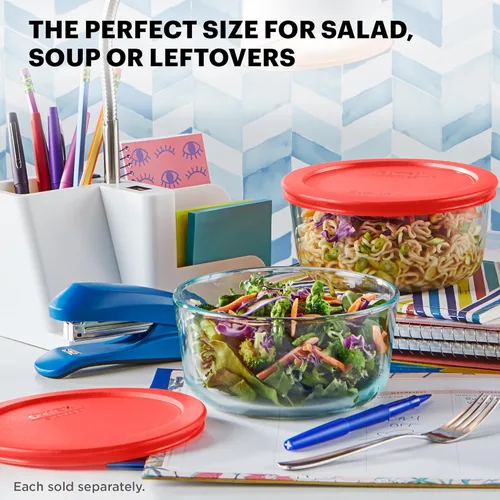 Vista 4 de Pyrex Simply Store - Recipiente de cristal para almacenamiento de alimentos, tapas de plástico sin BPA y no tóxicas de ajuste perfecto, apto