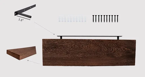 Vista 8 de Floating Shelves,Wall Mounted Shelf Set of 2,24 Inch Wood Storage Shelf,Wall Shelves for Room Decor,Bathroom,Bedroom,Kitchen and Book Shelves (Brown)